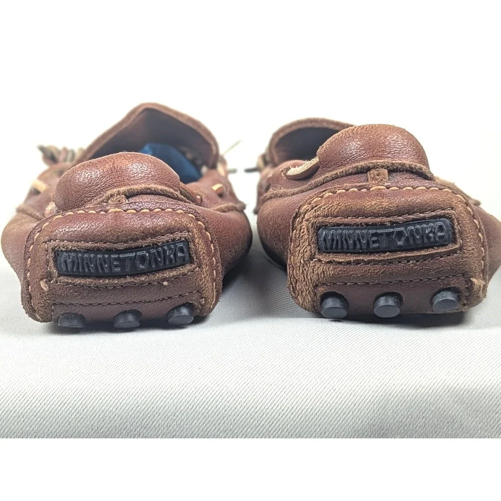 Minnetonka Leather Driving Moccasins Brown Loafers Slip On Driver 10.5